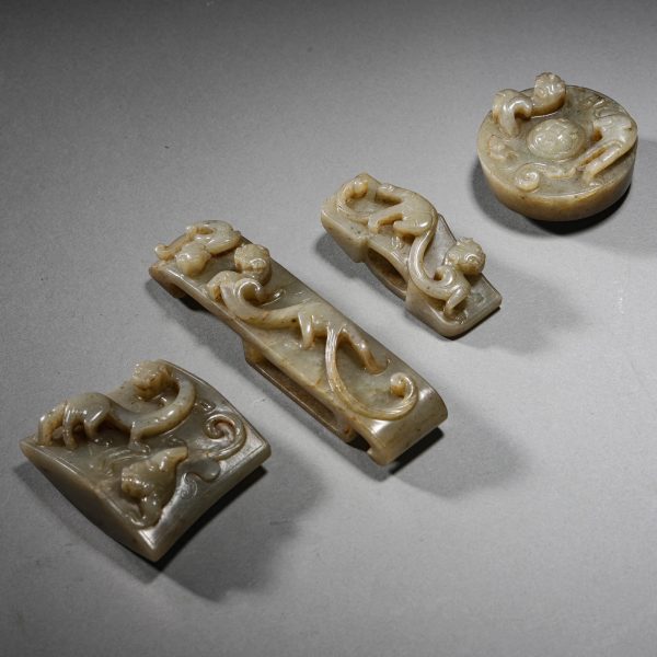 Jade Chi Tigers with Swords, Set of 2
