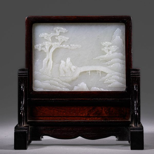 3291：A Jade Screen with Floral and Poetic Design