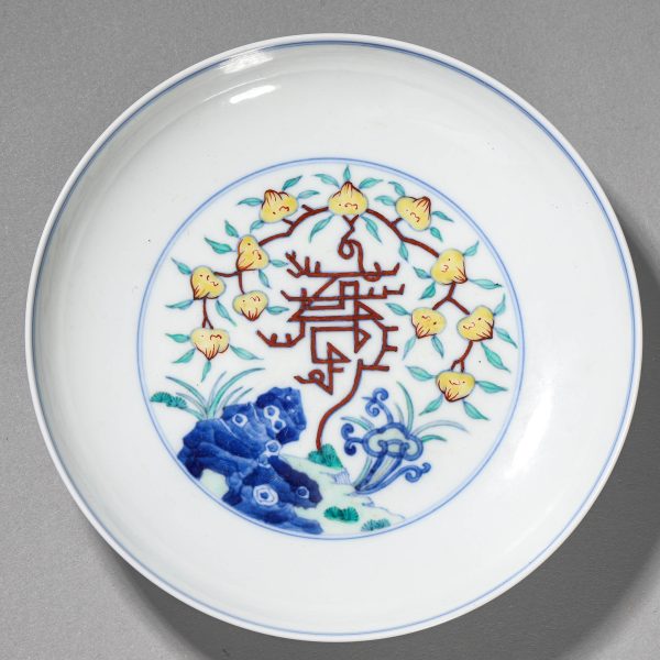 3353：Qing Dynasty Yongzheng Period Doucai Longevity Pattern Plate